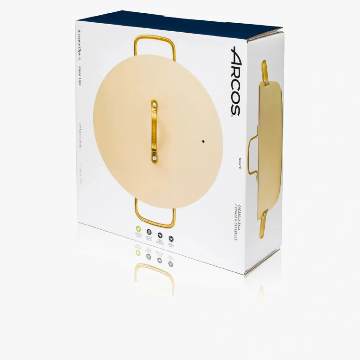 ARCOS Cacerolas|Cacerola Antiadherente Cerámico Serie Samoa Iconic Beige 28 Cm