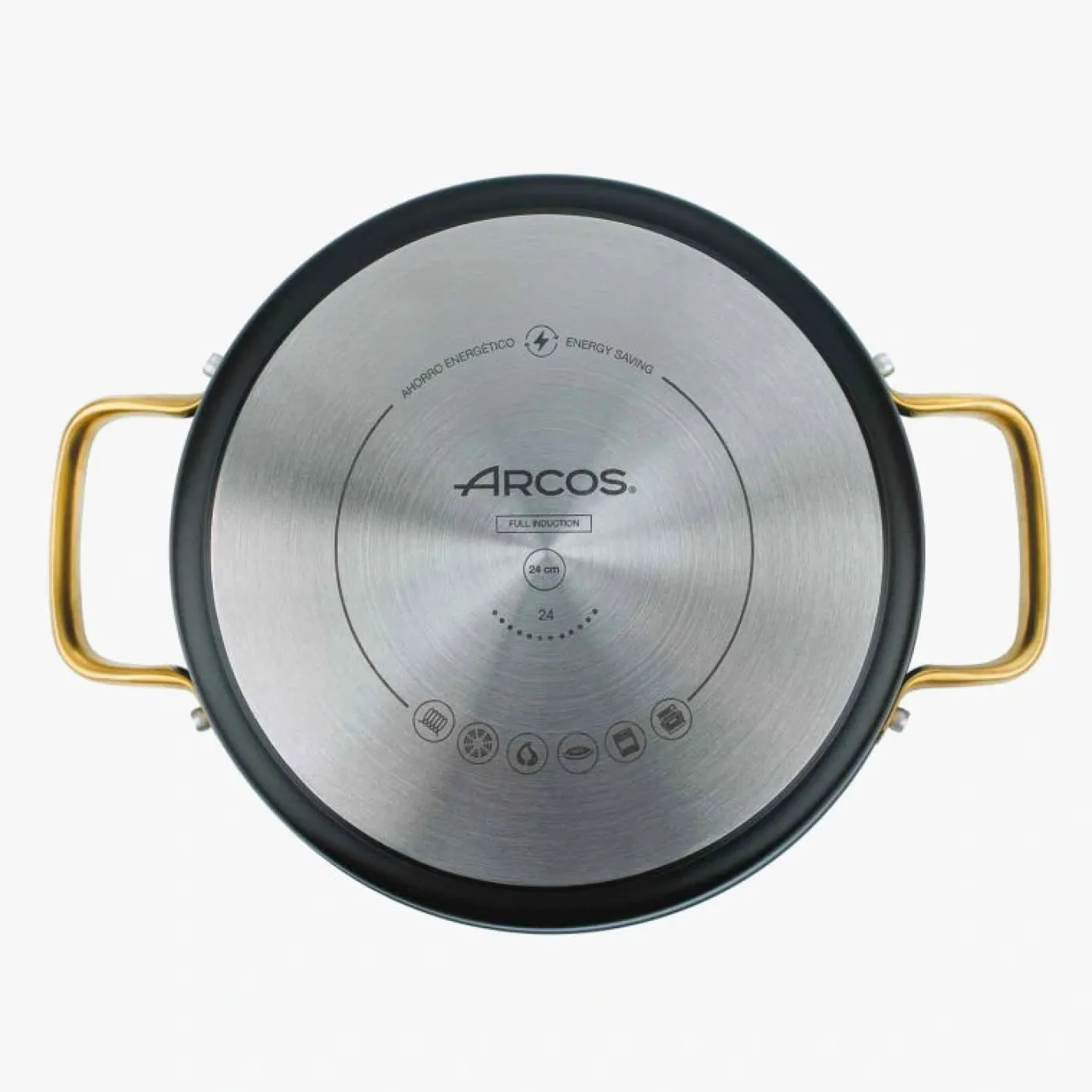 ARCOS Cacerolas|Cacerola Antiadherente Cerámico Serie Samoa Iconic Negro 24 Cm