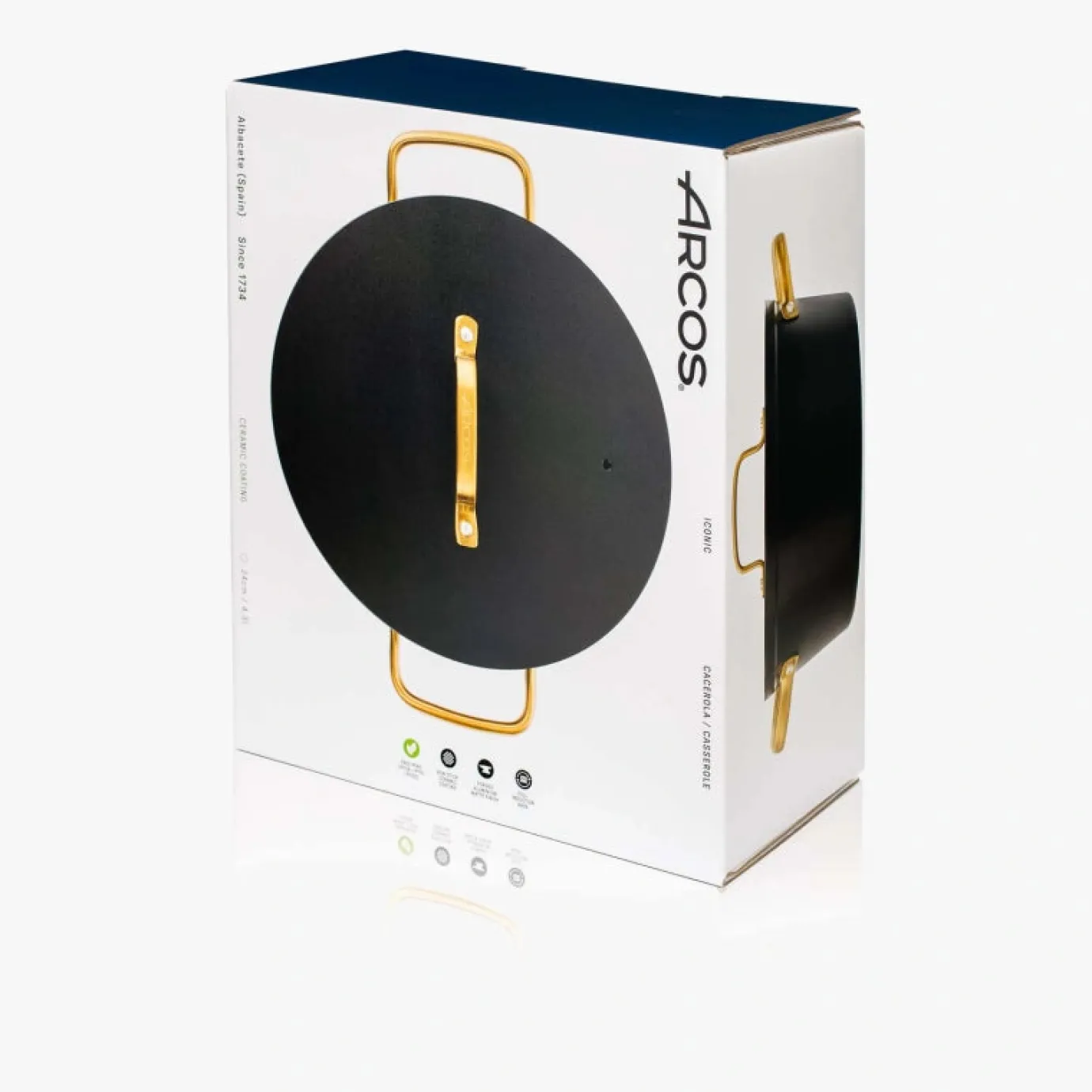 ARCOS Cacerolas|Cacerola Antiadherente Cerámico Serie Samoa Iconic Negro 24 Cm