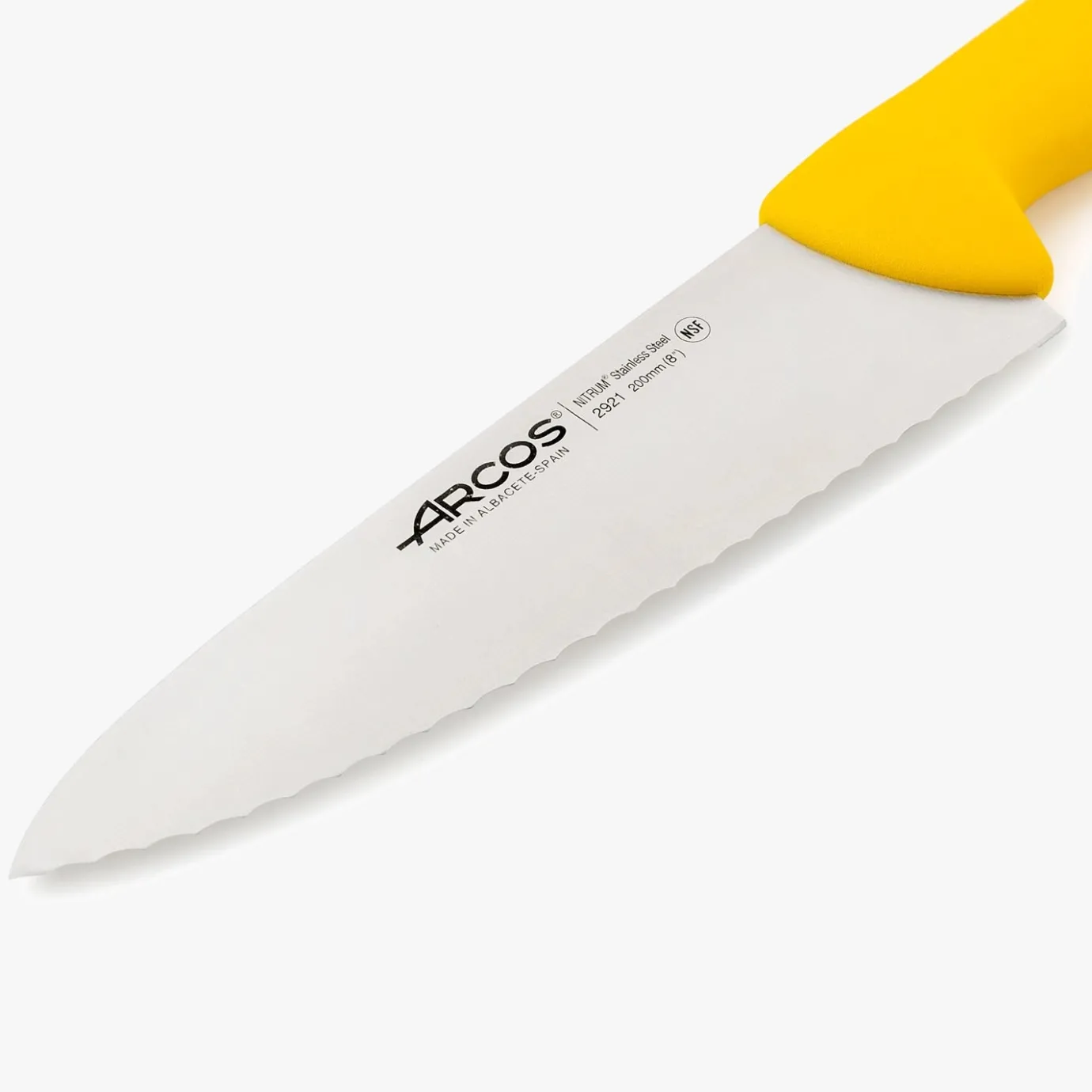 ARCOS Cocineros|Cuchillo Cocinero de Filo Serrado color amarillo Serie 2900 200 mm