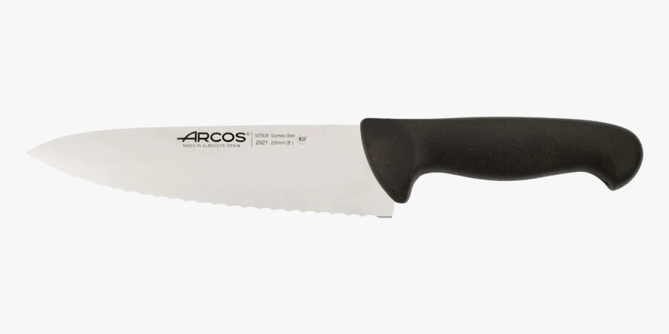 ARCOS Cocineros|Cuchillo Cocinero Filo Serrado Color negro Serie 2900 200 mm