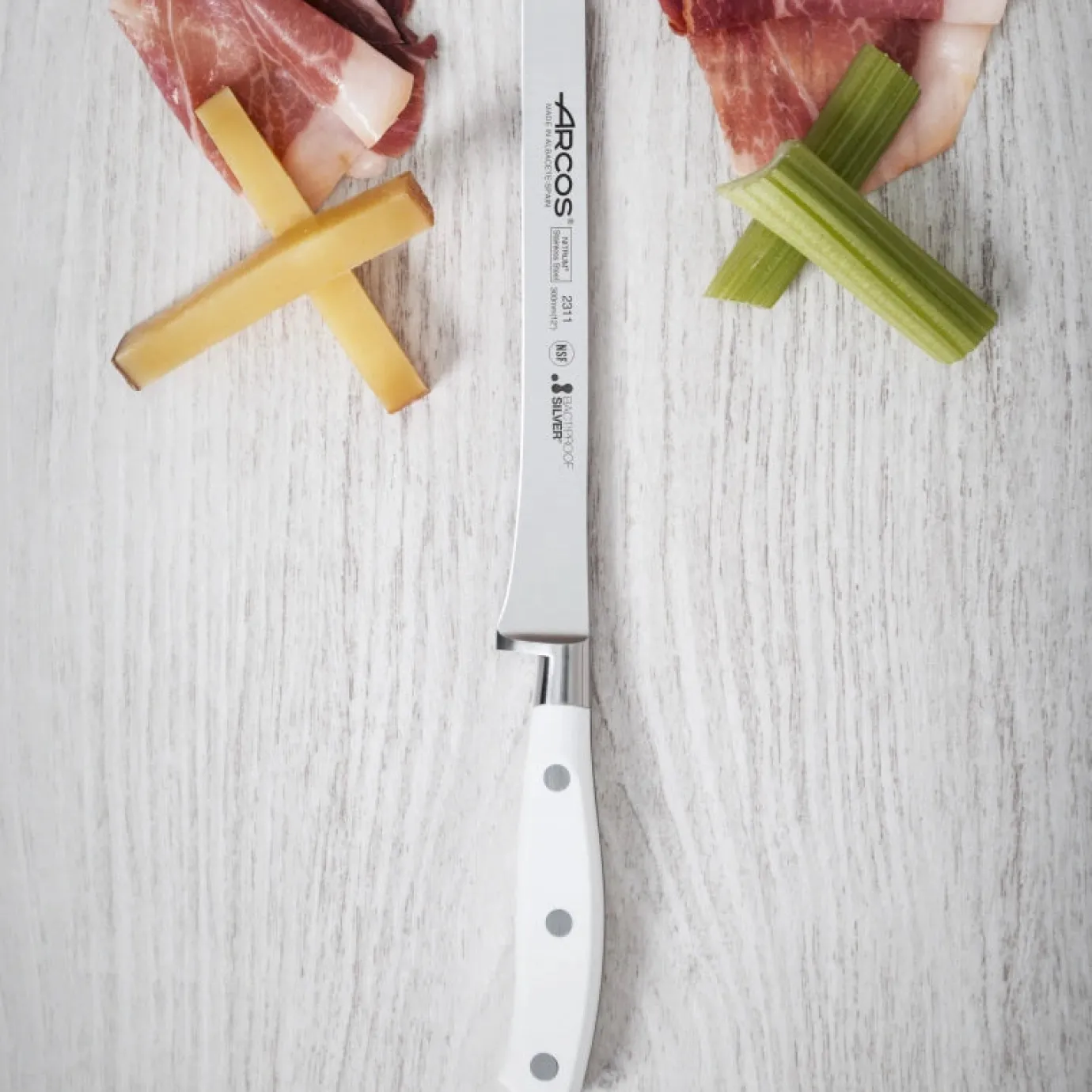 ARCOS Cuchillos Para Carne|Jamoneros|Cuchillo Jamonero Serie Riviera Blanc 300 mm