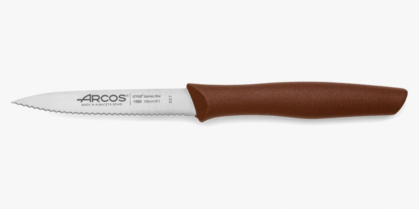 ARCOS Mondadores|Cuchillo Mondador Color Marrón Serrado Serie Nova 100 mm