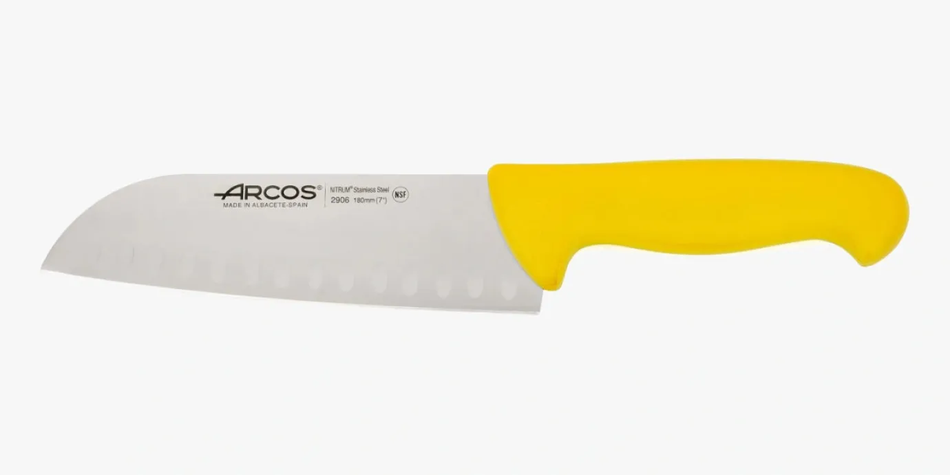 ARCOS Cuchillos Para Pescado|Japoneses|Cuchillo Santoku color amarillo Serie 2900 180 mm