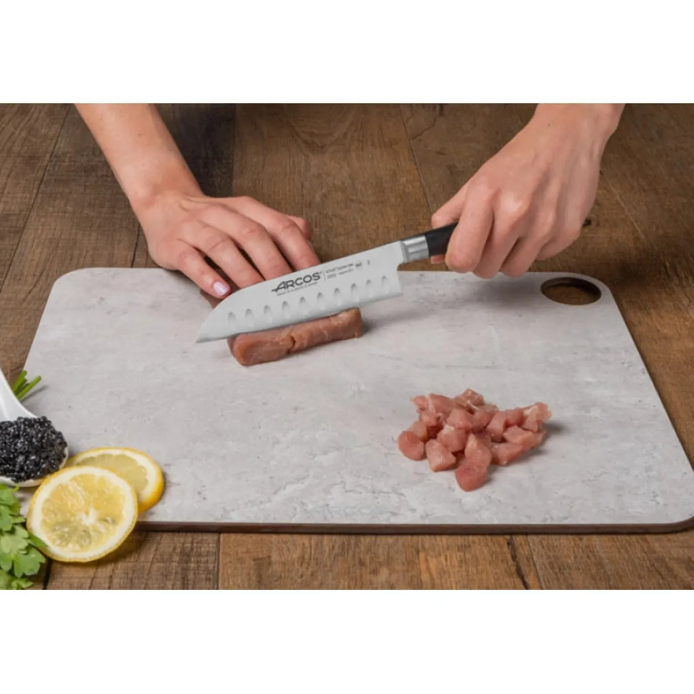 ARCOS Cuchillos Para Pescado|Japoneses|Cuchillo Santoku Serie Riviera 140 mm