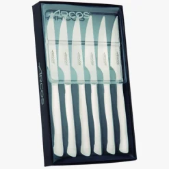 ARCOS Cuchillos Para Mesa|Juego 6 pzas. Cuchillos Chuleteros Monoblock Filo Liso