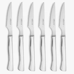 ARCOS Cuchillos Para Mesa|Juego 6 pzas. Cuchillos Chuleteros Monoblock Filo perlado