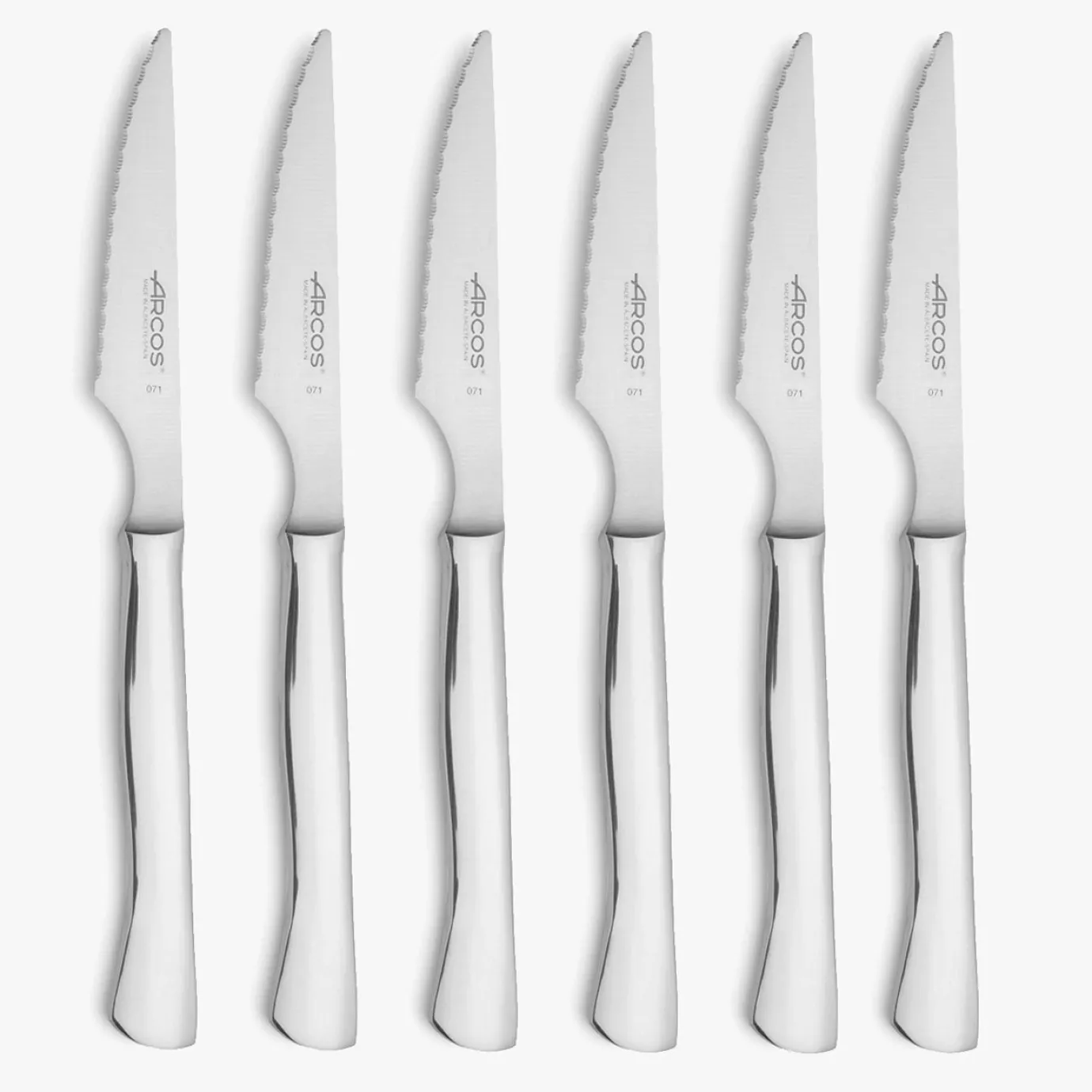 ARCOS Cuchillos Para Mesa|Juego 6 pzas. Cuchillos Chuleteros Monoblock Filo perlado