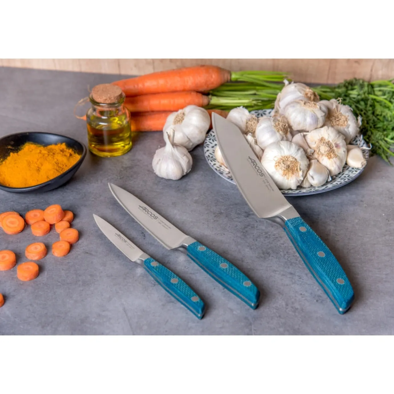 ARCOS Juegos De Cuchillos De Cocina|Juego Cocina 3 pzas. Serie Brooklyn + Tijeras + Taco