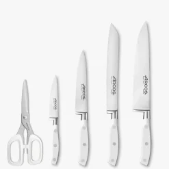 ARCOS Juegos De Cuchillos De Cocina|Juego Cocina 4 pzas. Serie Riviera Blanc + Tijeras + Taco