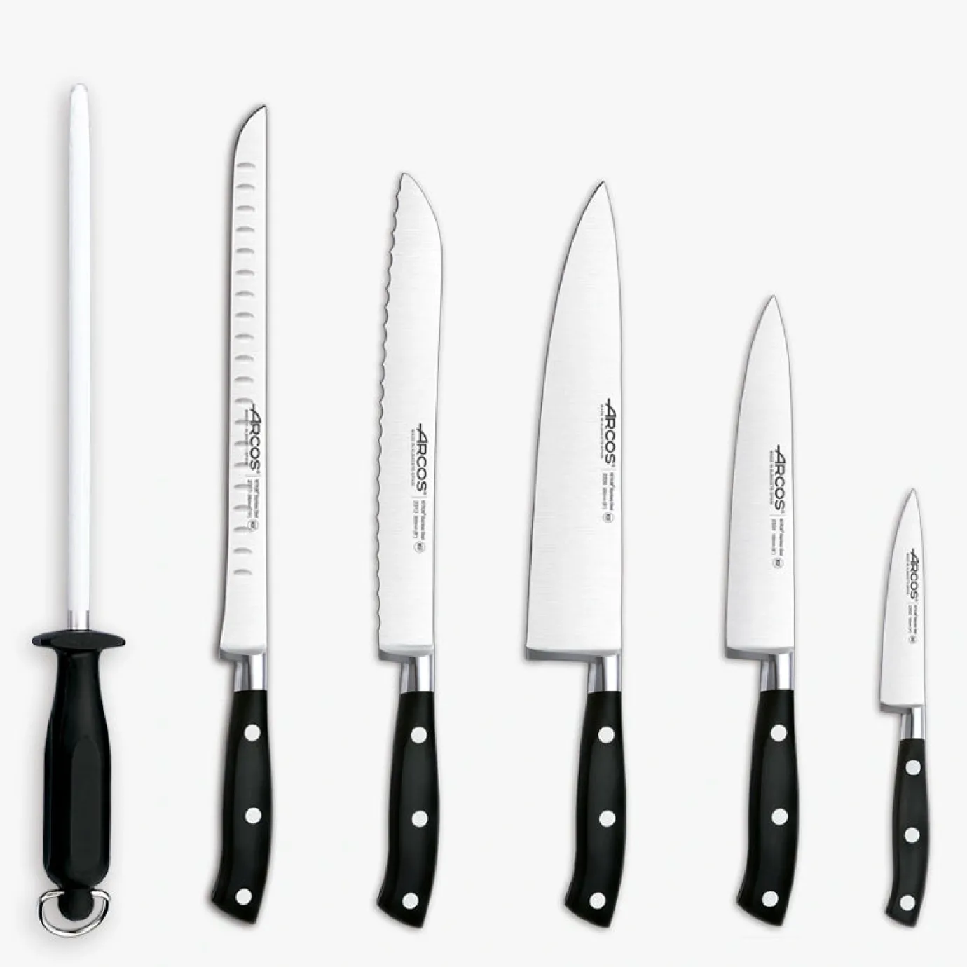 ARCOS Juegos De Cuchillos De Cocina|Juego cocina 5 pzas. Serie Riviera + Chaira + Taco