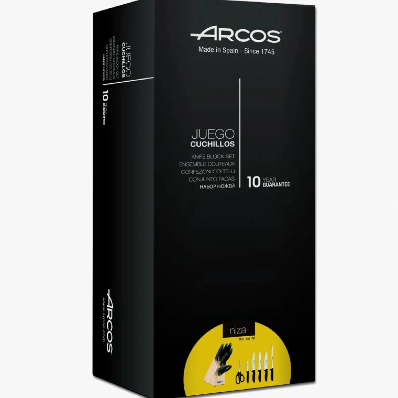 ARCOS Juegos De Cuchillos De Cocina|Juego cocina 5 pzas. Serie Niza + Tijeras + Taco