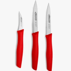 ARCOS Juegos De Cuchillos De Cocina|Juego de 3 cuchillos Mondadores color Rojo Serie Nova