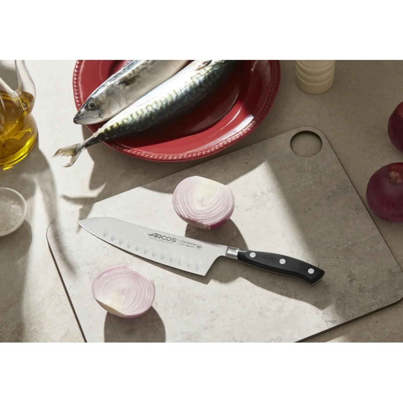 ARCOS Cuchillos Para Pescado|Japoneses|Rocking Santoku Serie Riviera 180 mm