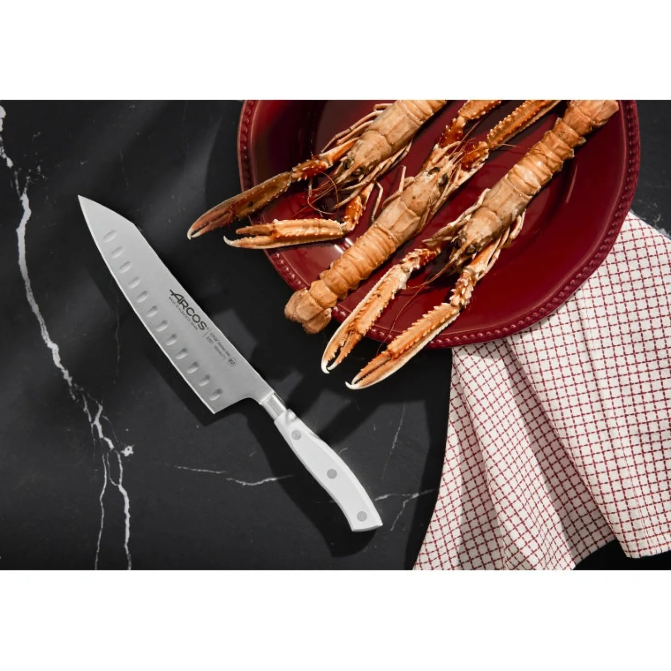 ARCOS Cuchillos Para Pescado|Japoneses|Rocking Santoku Serie Riviera Blanc 180 mm