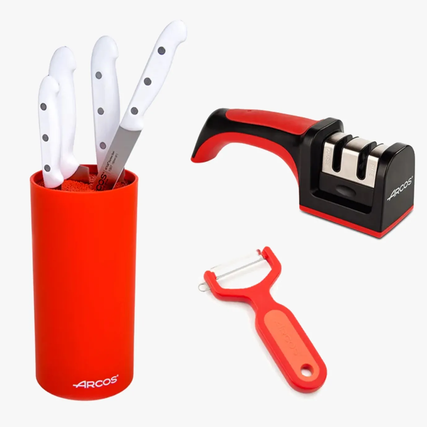 ARCOS Packs Exclusivos Online|Serie Artika + Afilador + Pelador tomate rojo