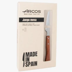 ARCOS Cuchillos Para Mesa|Set 6 Pzas. Cuchillo chuletero madera de haya comprimida filo con sierra 110 mm