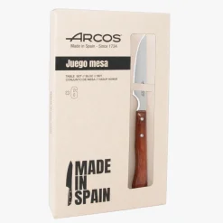 ARCOS Cuchillos Para Mesa|Set 6 Pzas. Cuchillo Chuletero Madera de Haya comprimida Filo Liso 110 mm