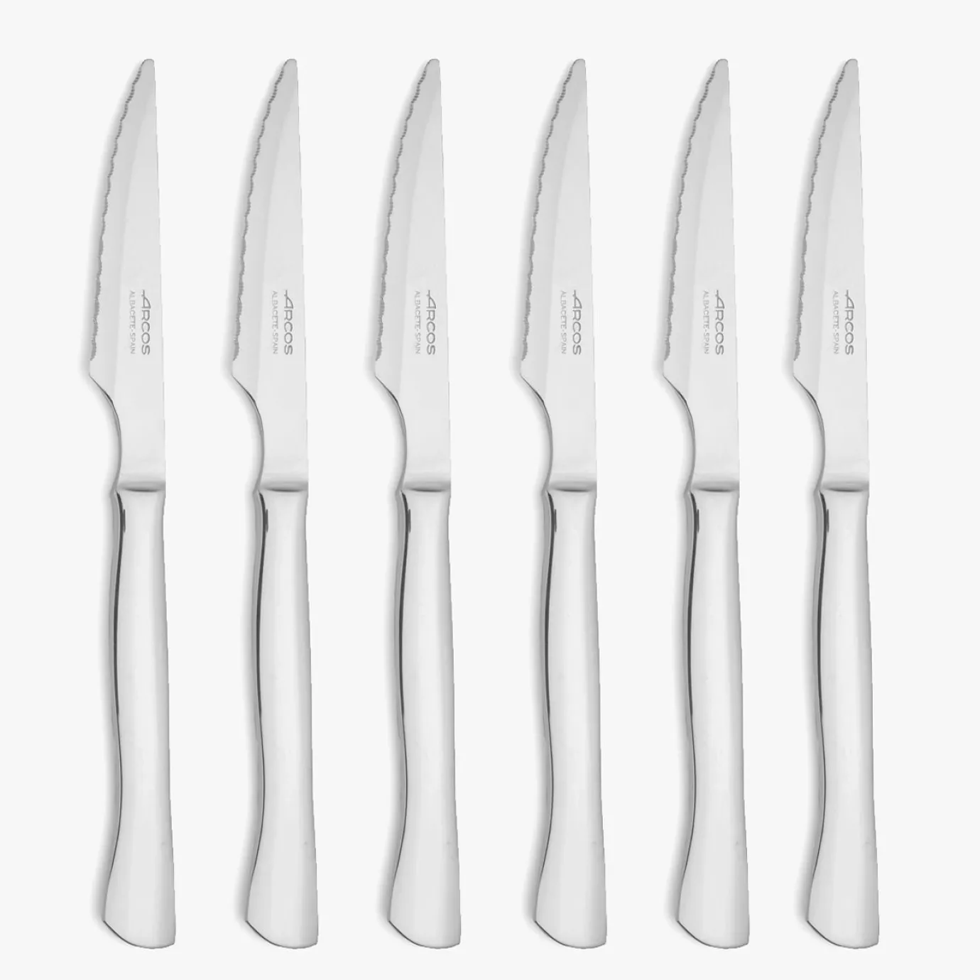 ARCOS Cuchillos Para Mesa|Set 6 pzas Cuchillos Chuleteros Monoblock Filo Sierra