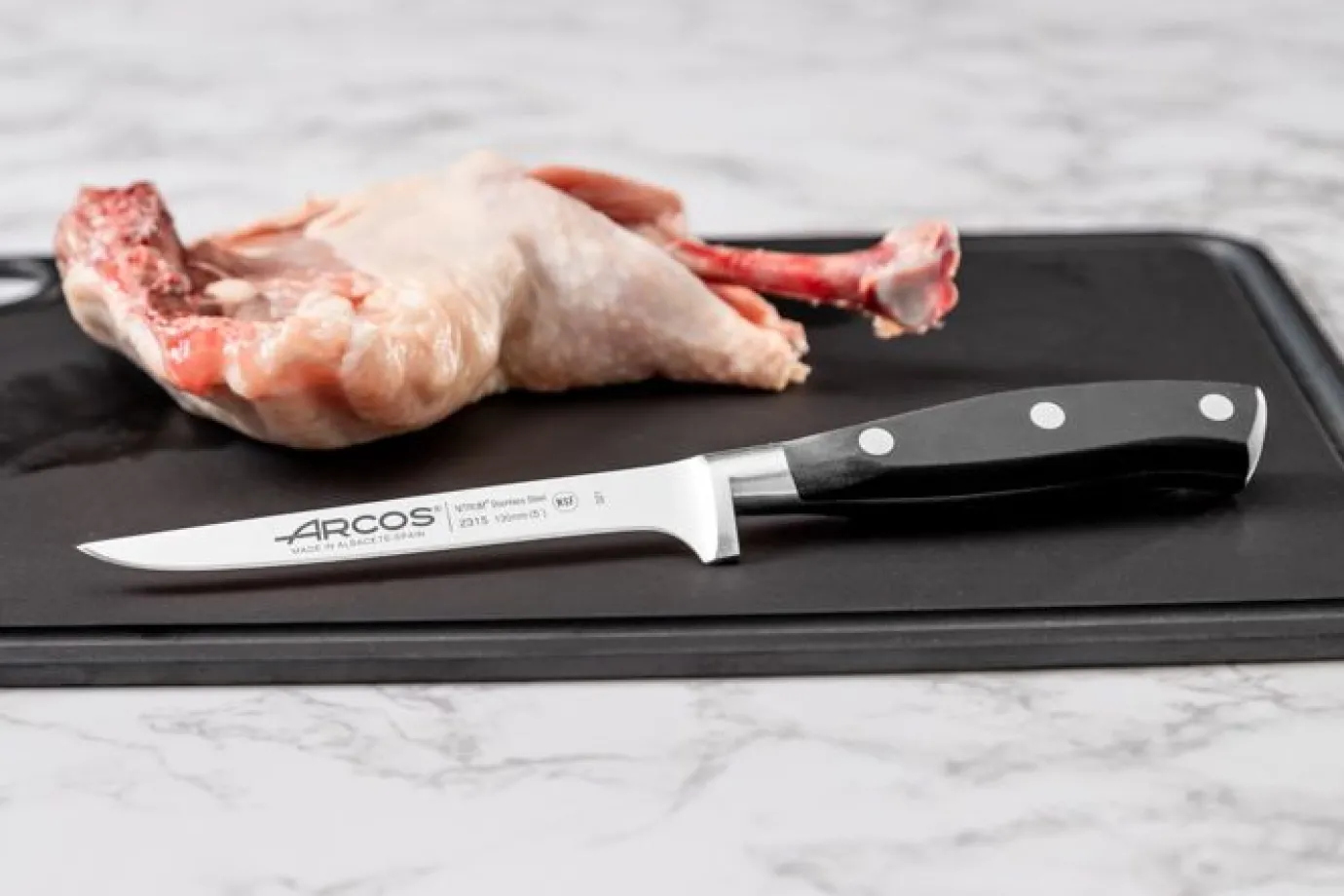 ARCOS Cuchillos Para Carne|Set jamonero Serie Riviera y Soporte de Jamón