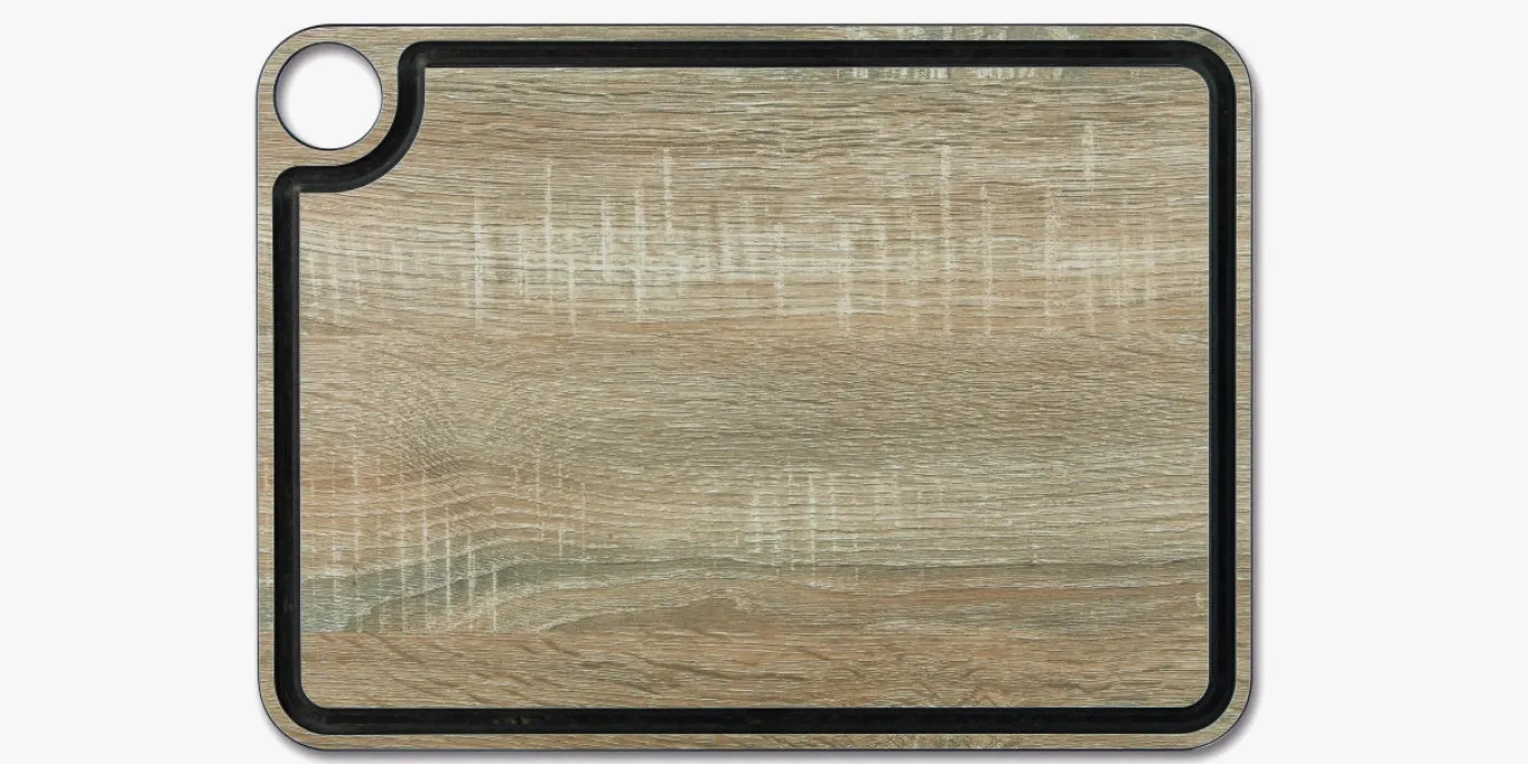 ARCOS Tablas|Tabla de corte marrón con canal y colgador 377 x 277 mm