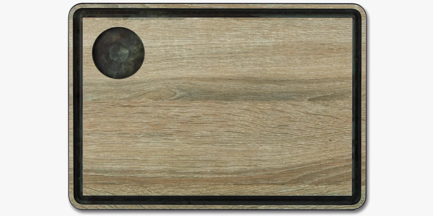 ARCOS Tablas|Tabla salsera marrón para servir con canal 330 x 230 mm